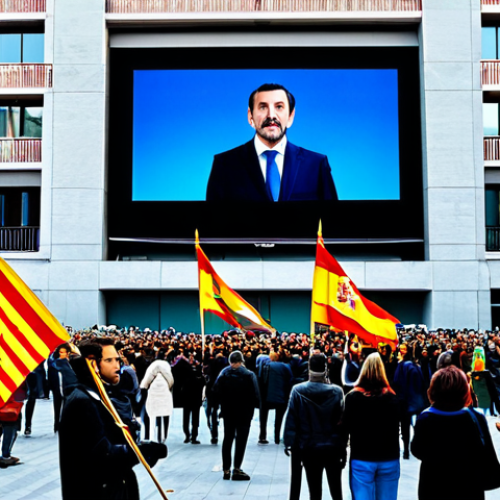 Home 4 Transition to Democracy**
A brightly lit scene in modern Madrid. A diverse group of people are gathered in a plaza, some holding Spanish flags. In the background, the Spanish Constitution is displayed on a large screen. Everyone is fully clothed in contemporary clothing. "Safe for work," "appropriate content," "fully clothed," "professional," "perfect anatomy," "correct proportions," "natural pose," "high quality," "peaceful demonstration," "family-friendly," "celebration of freedom," "modern Spain."
**