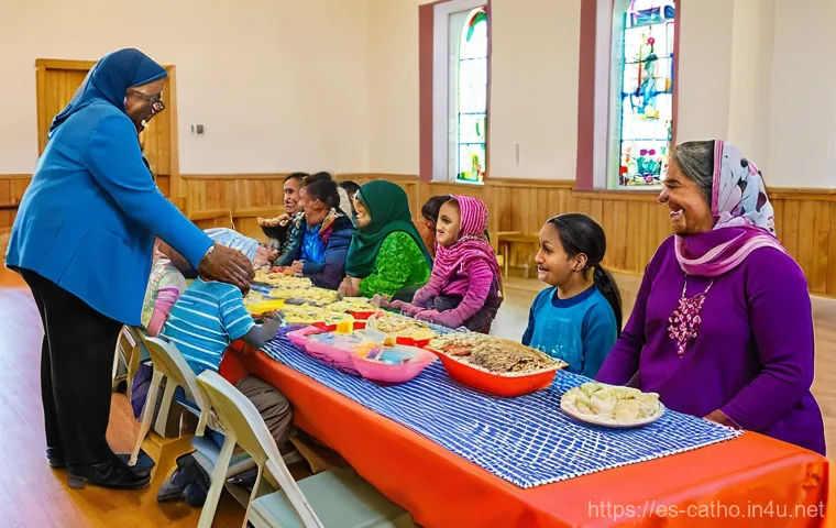천주교의 다문화 사목 - **Liturgical Inculturation: Unity in Worship:** A reverent scene during a Catholic Mass, showcasing ...
